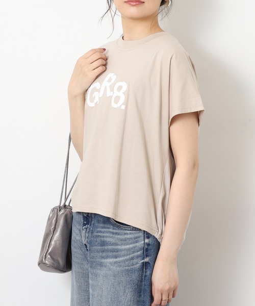 EGLANTINE(エグランティーヌ)の「EGLANTINE バックチュール発砲プリントドルマンカットソー 半袖(Tシャツ/カットソー・レディース・ベージュ・40)」の13枚目の写真