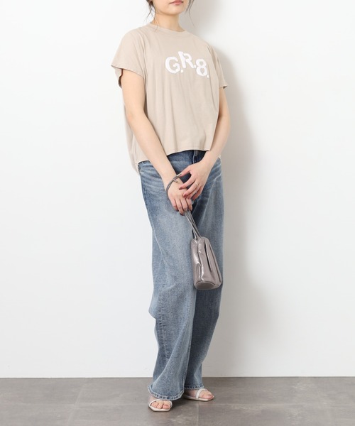 EGLANTINE(エグランティーヌ)の「EGLANTINE バックチュール発砲プリントドルマンカットソー 半袖(Tシャツ/カットソー・レディース・ベージュ・40)」の17枚目の写真