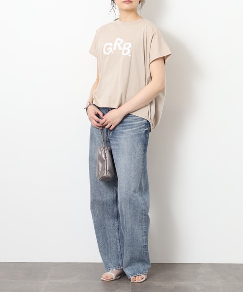 EGLANTINE(エグランティーヌ)の「EGLANTINE バックチュール発砲プリントドルマンカットソー 半袖(Tシャツ/カットソー・レディース・ベージュ・40)」の16枚目の写真