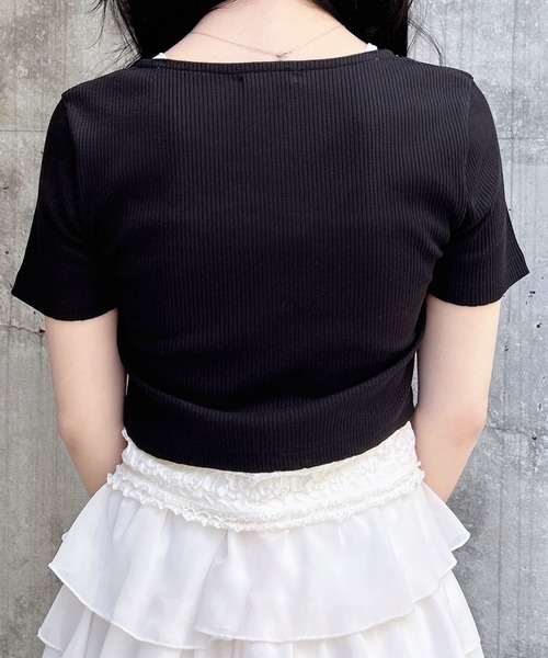 INGNI(イング)の「レイヤードカーデトップス(Tシャツ/カットソー・レディース・ブラック系5/グレー系その他6/ベージュ系6/ブラック×グレー・M)」の16枚目の写真