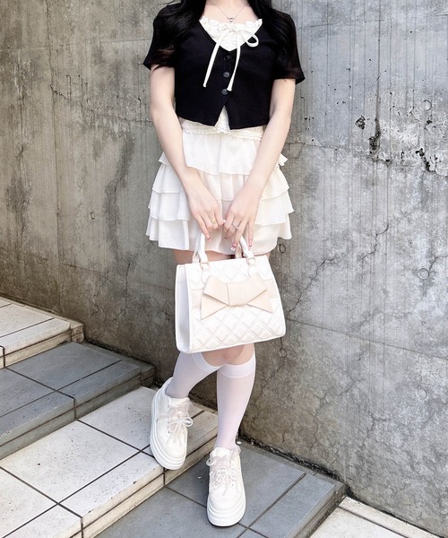 INGNI(イング)の「レイヤードカーデトップス(Tシャツ/カットソー・レディース・ブラック系5/グレー系その他6/ベージュ系6/ブラック×グレー・M)」の18枚目の写真