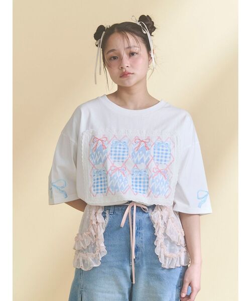 merry jenny(メリージェニー)の「ひみつのゆらめきフレームTee(Tシャツ/カットソー・レディース・ブルー/オフホワイト・FREE)」の4枚目の写真