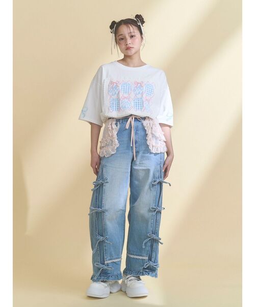 merry jenny(メリージェニー)の「ひみつのゆらめきフレームTee(Tシャツ/カットソー・レディース・ブルー/オフホワイト・FREE)」の6枚目の写真