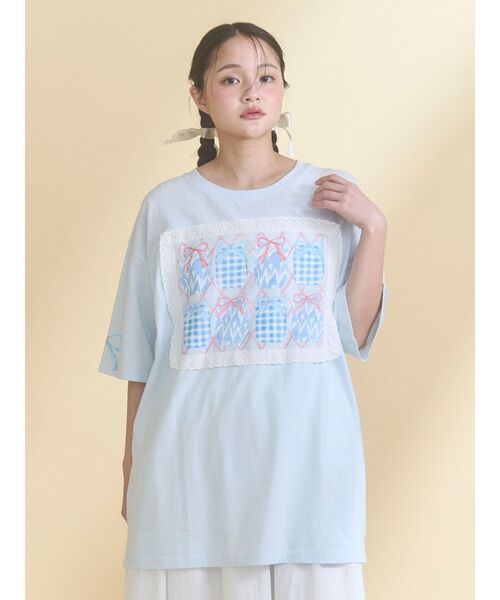 merry jenny(メリージェニー)の「ひみつのゆらめきフレームTee(Tシャツ/カットソー・レディース・ブルー/オフホワイト・FREE)」の8枚目の写真