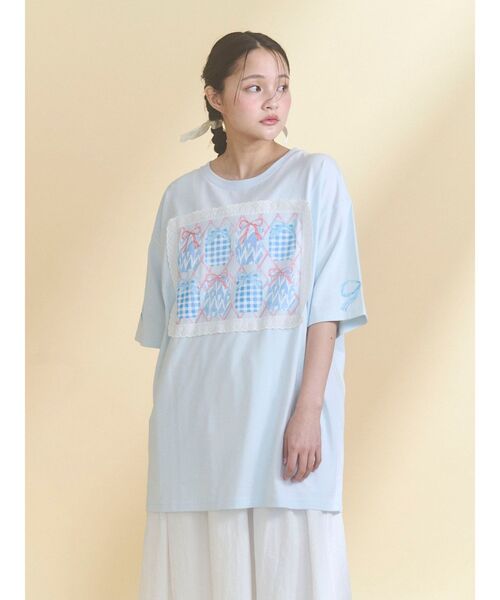 merry jenny(メリージェニー)の「ひみつのゆらめきフレームTee(Tシャツ/カットソー・レディース・ブルー/オフホワイト・FREE)」の9枚目の写真