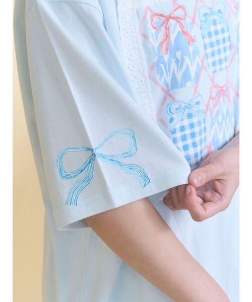 merry jenny(メリージェニー)の「ひみつのゆらめきフレームTee(Tシャツ/カットソー・レディース・ブルー/オフホワイト・FREE)」の10枚目の写真