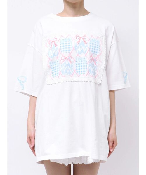 merry jenny(メリージェニー)の「ひみつのゆらめきフレームTee(Tシャツ/カットソー・レディース・ブルー/オフホワイト・FREE)」の16枚目の写真