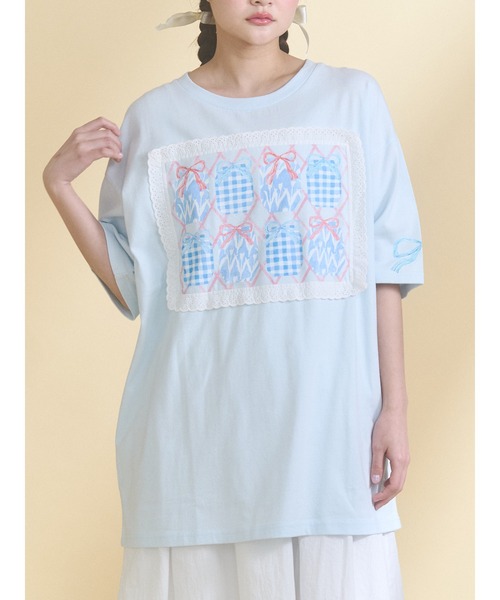 merry jenny(メリージェニー)の「ひみつのゆらめきフレームTee(Tシャツ/カットソー・レディース・ブルー/オフホワイト・FREE)」の2枚目の写真