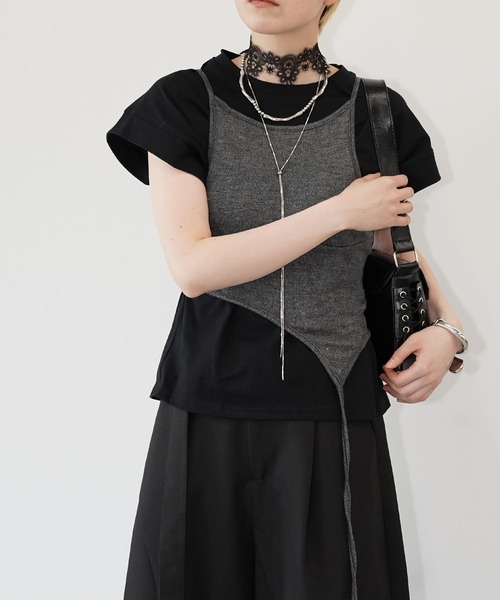 chuclla(チュクラ)の「レイヤードシアーニットタンクセット chw26s209(Tシャツ/カットソー・レディース・グレー・FREE)」の8枚目の写真