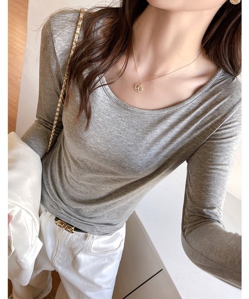 SHEENA(シーナ)の「バックシアードレープ長袖Tシャツ(Tシャツ/カットソー・レディース・ホワイト/ブラック/グレー・M)」の7枚目の写真