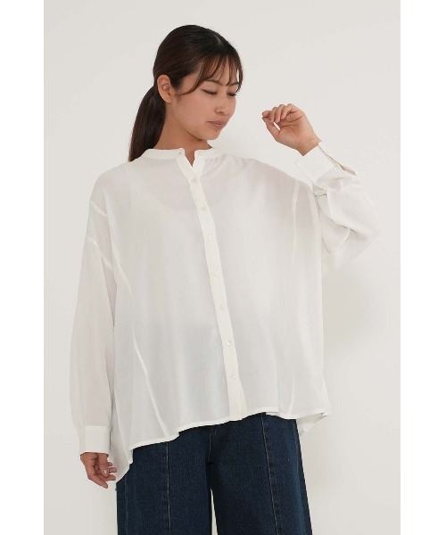 HEART MARKET(ハートマーケット)の「さらっと快適バンドカラー長袖シャツ(シャツ/ブラウス・レディース・ナチュラル/グリーン/ホワイト/チャコール・FREE)」の1枚目の写真