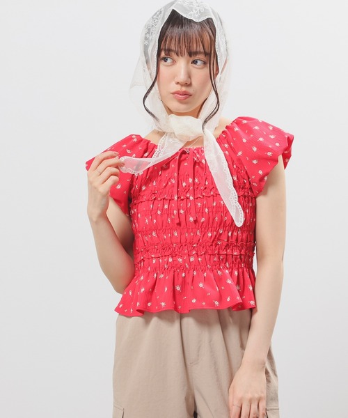 Honeys(ハニーズ)の「パフスリーブブラウス(シャツ/ブラウス・レディース・レッド系1/アイボリー系1/ブラック/ホワイト・L/M/S)」の21枚目の写真