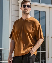 1PIU1UGUALE3 RELAX(ウノピゥウノウグァーレトレ リラックス)ダブルシルケット キーネックワイドTシャツ