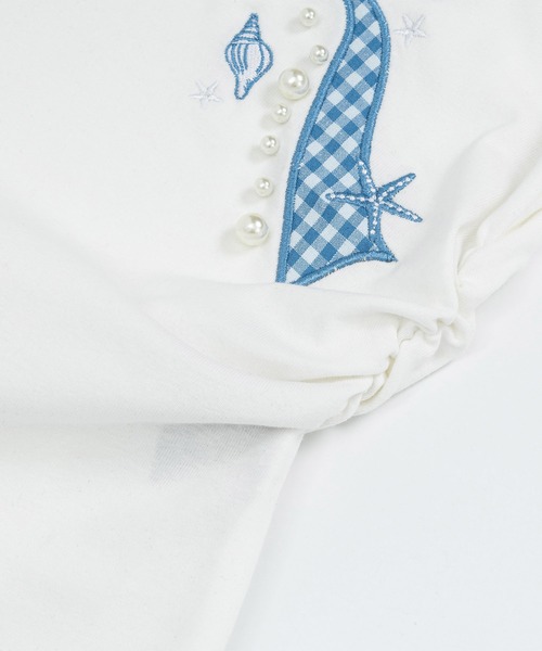 HOOK（フック）の「HOOK for girls　ギンガムリボンワンショルダー半袖トップス (SS)（Tシャツ/カットソー・レディース・ホワイト/ブラック・FREE）」の15枚目の写真
