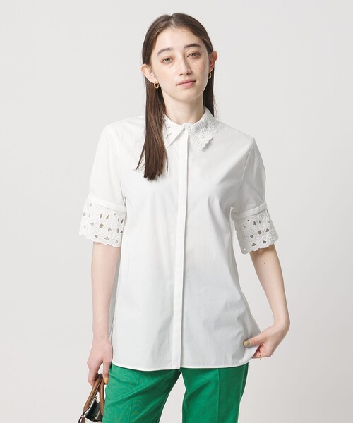 UNITED ARROWS（ユナイテッドアローズ）の「エンブロイダリー シャツ ブラウス 4WAY（シャツ/ブラウス・レディース・オフホワイト/ライトブルー/ネイビー・FREE）」の4枚目の写真
