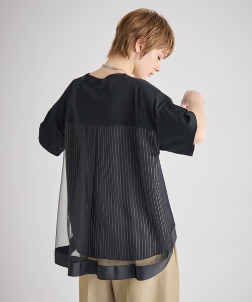 ATSURO TAYAMA（アツロウタヤマ）の「メッシュ使い重ね着風プルオーバー（Tシャツ/カットソー・レディース・オフホワイト/ブラック・M/L）」の4枚目の写真