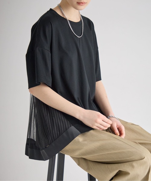 ATSURO TAYAMA（アツロウタヤマ）の「メッシュ使い重ね着風プルオーバー（Tシャツ/カットソー・レディース・オフホワイト/ブラック・M/L）」の15枚目の写真