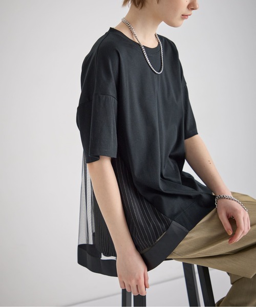 ATSURO TAYAMA（アツロウタヤマ）の「メッシュ使い重ね着風プルオーバー（Tシャツ/カットソー・レディース・オフホワイト/ブラック・M/L）」の16枚目の写真
