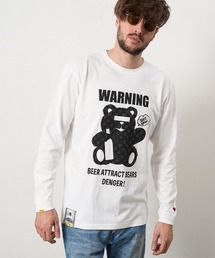 STUD MUFFIN | mlt5691- 5.6ozコットン天竺 WARNING BEARフォームプリントLS Tシャツ(624-02905)(Tシャツ/カットソー)