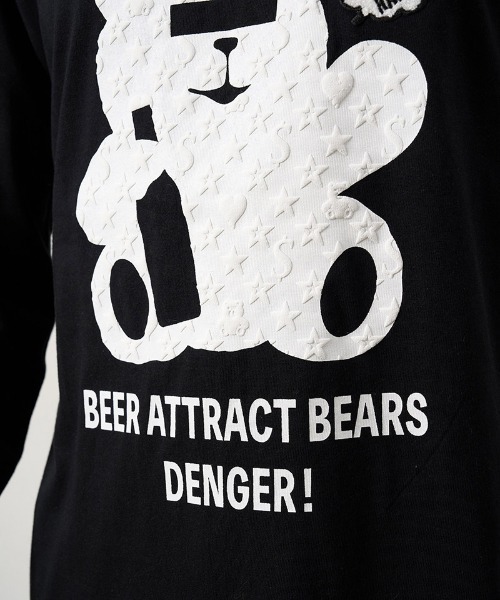 STUD MUFFIN（スタッドマフィン）の「mlt5691- 5.6ozコットン天竺 WARNING BEARフォームプリントLS Tシャツ(624-02905)（Tシャツ/カットソー・メンズ・ブラック/チャコールグレー/ホワイト/ライトグリーン・2/3/4）」の6枚目の写真