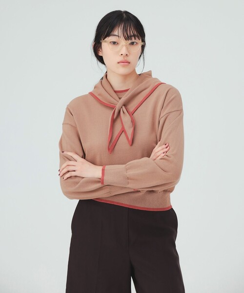 BEAMS HEART(ビームスハート)の「スカーフ セット ニット プルオーバー (セットアイテム)(ニット/セーター・レディース・その他/グレー/ブラウン・FREE)」の3枚目の写真