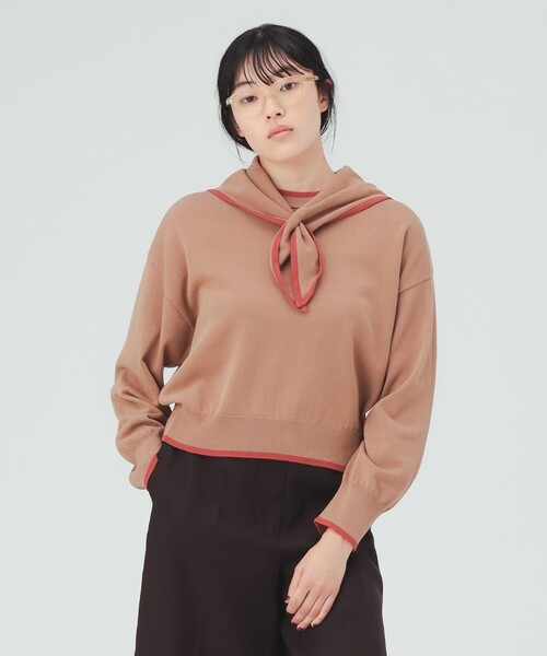 BEAMS HEART(ビームスハート)の「スカーフ セット ニット プルオーバー (セットアイテム)(ニット/セーター・レディース・その他/グレー/ブラウン・FREE)」の5枚目の写真