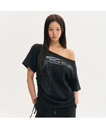 NINEZ（ナインゼット）の「レン コットンワンショルダー半袖Tシャツ (2カラー)（Tシャツ/カットソー）」
