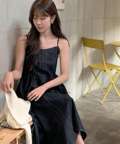 semplice（センプリチェ）の「キャミソール デニムワンピース（ワンピース・レディース・ネイビー・F）」の6枚目の写真