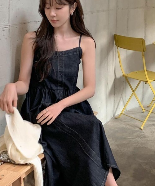 semplice（センプリチェ）の「キャミソール デニムワンピース（ワンピース・レディース・ネイビー・F）」の14枚目の写真