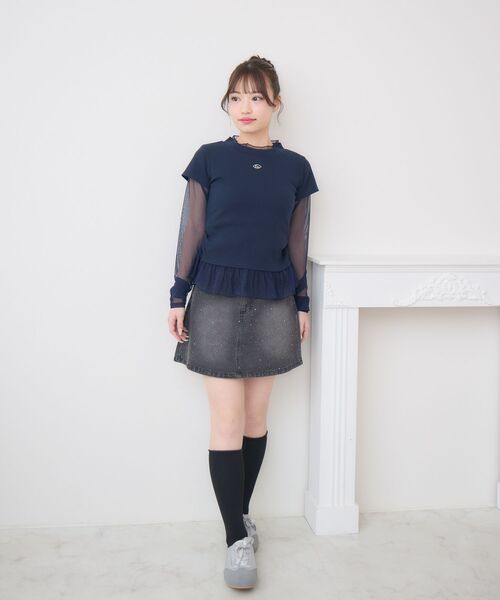 ems excite(エムズエキサイト)の「シアーレイヤードCT(Tシャツ/カットソー・レディース・ブラック/ライトグレー/ダークブルー・FREE)」の5枚目の写真