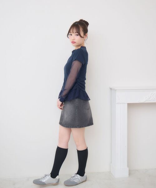 ems excite(エムズエキサイト)の「シアーレイヤードCT(Tシャツ/カットソー・レディース・ブラック/ライトグレー/ダークブルー・FREE)」の7枚目の写真