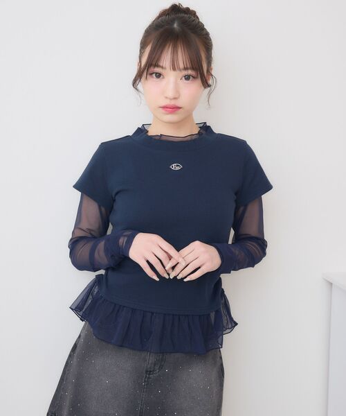 ems excite(エムズエキサイト)の「シアーレイヤードCT(Tシャツ/カットソー・レディース・ブラック/ライトグレー/ダークブルー・FREE)」の10枚目の写真