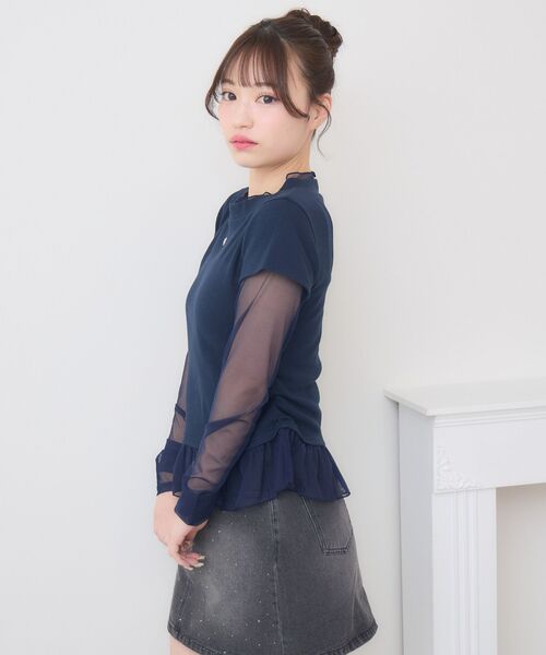 ems excite(エムズエキサイト)の「シアーレイヤードCT(Tシャツ/カットソー・レディース・ブラック/ライトグレー/ダークブルー・FREE)」の11枚目の写真
