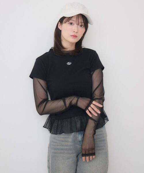 ems excite(エムズエキサイト)の「シアーレイヤードCT(Tシャツ/カットソー・レディース・ブラック/ライトグレー/ダークブルー・FREE)」の14枚目の写真
