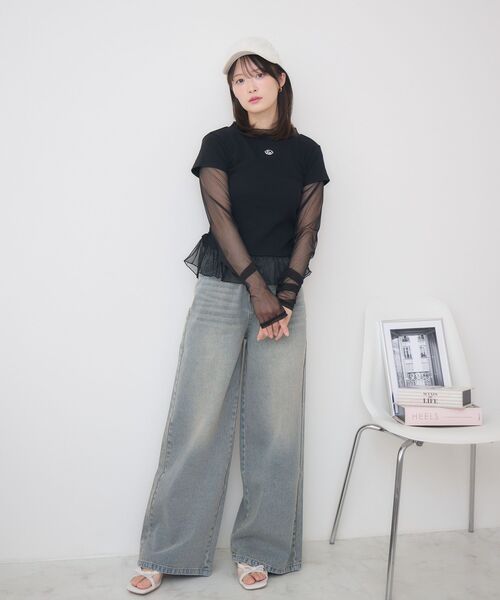 ems excite(エムズエキサイト)の「シアーレイヤードCT(Tシャツ/カットソー・レディース・ブラック/ライトグレー/ダークブルー・FREE)」の15枚目の写真