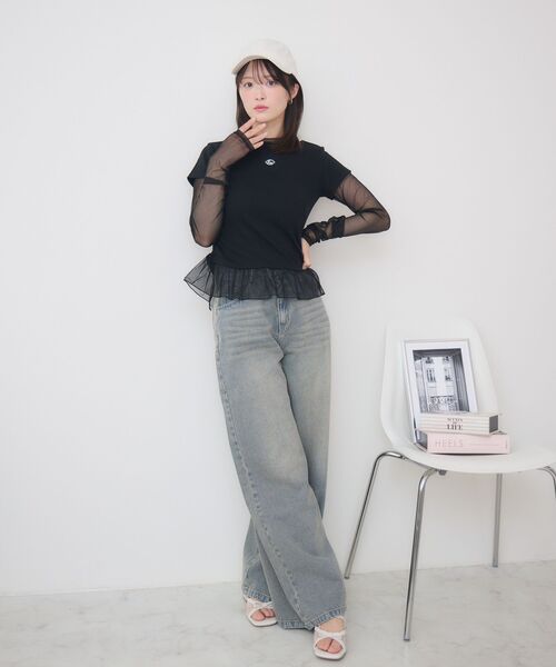 ems excite(エムズエキサイト)の「シアーレイヤードCT(Tシャツ/カットソー・レディース・ブラック/ライトグレー/ダークブルー・FREE)」の16枚目の写真
