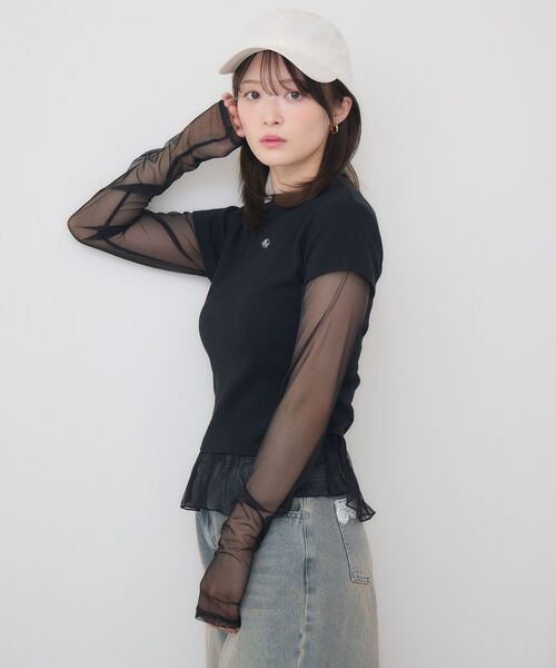 ems excite(エムズエキサイト)の「シアーレイヤードCT(Tシャツ/カットソー・レディース・ブラック/ライトグレー/ダークブルー・FREE)」の20枚目の写真