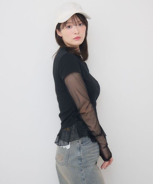 ems excite(エムズエキサイト)の「シアーレイヤードCT(Tシャツ/カットソー・レディース・ブラック/ライトグレー/ダークブルー・FREE)」の22枚目の写真