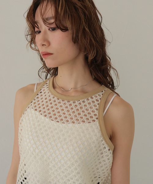 CLEIO（クレイオ）の「【CLEIO】メッシュアメリカンスリーブタンクトップ MESH AMERICAN SLEEVE TANK TOP（タンクトップ・レディース・ブラウン/ブルー/チャコールグレー/アイボリー・FREE）」の13枚目の写真