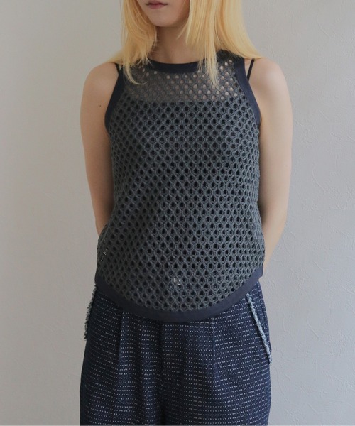 CLEIO（クレイオ）の「【CLEIO】メッシュアメリカンスリーブタンクトップ MESH AMERICAN SLEEVE TANK TOP（タンクトップ・レディース・ブラウン/ブルー/チャコールグレー/アイボリー・FREE）」の15枚目の写真