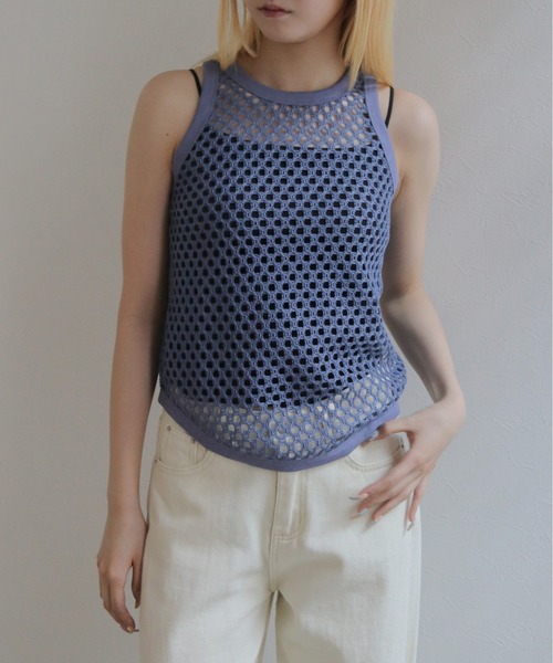 CLEIO（クレイオ）の「【CLEIO】メッシュアメリカンスリーブタンクトップ MESH AMERICAN SLEEVE TANK TOP（タンクトップ・レディース・ブラウン/ブルー/チャコールグレー/アイボリー・FREE）」の17枚目の写真