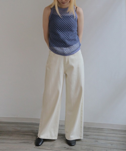 CLEIO（クレイオ）の「【CLEIO】メッシュアメリカンスリーブタンクトップ MESH AMERICAN SLEEVE TANK TOP（タンクトップ・レディース・ブラウン/ブルー/チャコールグレー/アイボリー・FREE）」の18枚目の写真