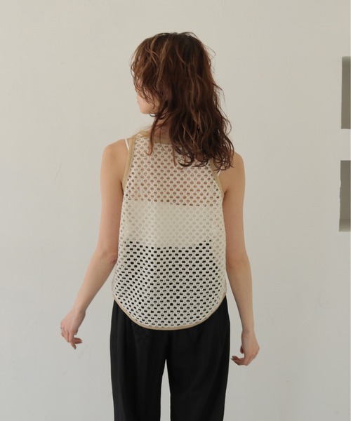 CLEIO（クレイオ）の「【CLEIO】メッシュアメリカンスリーブタンクトップ MESH AMERICAN SLEEVE TANK TOP（タンクトップ・レディース・ブラウン/ブルー/チャコールグレー/アイボリー・FREE）」の8枚目の写真