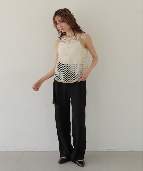 CLEIO（クレイオ）の「【CLEIO】メッシュアメリカンスリーブタンクトップ MESH AMERICAN SLEEVE TANK TOP（タンクトップ・レディース・ブラウン/ブルー/チャコールグレー/アイボリー・FREE）」の9枚目の写真