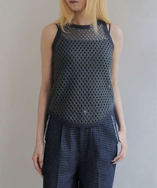 CLEIO（クレイオ）の「【CLEIO】メッシュアメリカンスリーブタンクトップ MESH AMERICAN SLEEVE TANK TOP（タンクトップ・レディース・ブラウン/ブルー/チャコールグレー/アイボリー・FREE）」の14枚目の写真