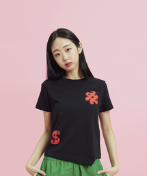 ロゴアプリケーションショートスリーブTシャツ_ブラック