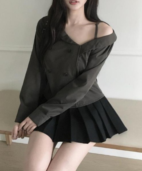 semplice(センプリチェ)の「カットソー【韓国ファッション】(Tシャツ/カットソー・レディース・ブラック/ベージュ/ライトグレー・F)」の6枚目の写真