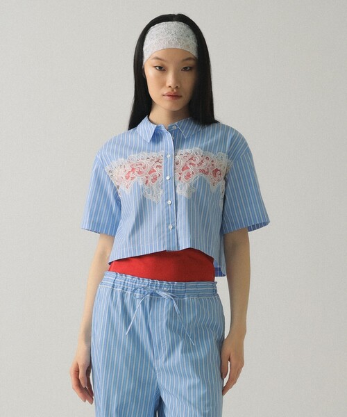 Ray BEAMS(レイビームス)の「カットワーク レース シャツ(シャツ/ブラウス・レディース・ホワイト/ブルー系その他2・ONE SIZE)」の2枚目の写真