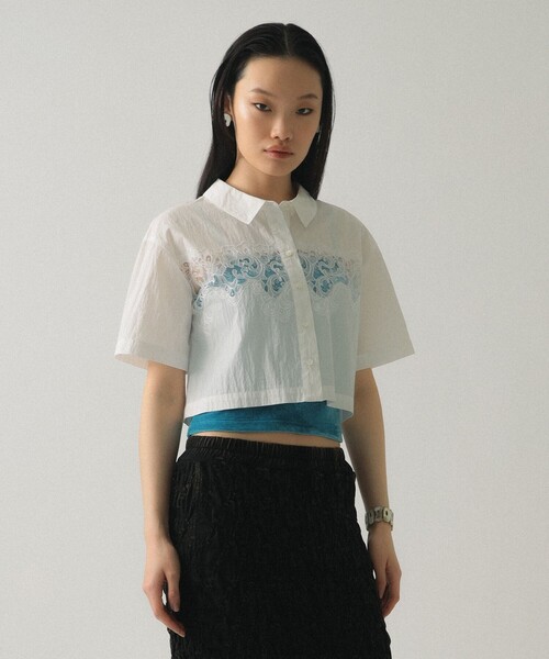 Ray BEAMS(レイビームス)の「カットワーク レース シャツ(シャツ/ブラウス・レディース・ホワイト/ブルー系その他2・ONE SIZE)」の6枚目の写真