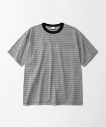 OUTSTANDING（アウトスタンディング）の「THIN STRIPE HALF SLEEVE TEE_BLACK/IVORY（Tシャツ/カットソー）」